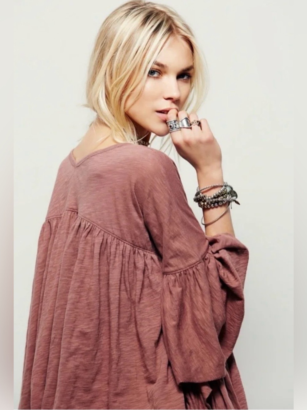 FP Beach by Free People Easy Does It Ruffle Batwing Poncho Cropped Flowy Top - Picture 3 of 10